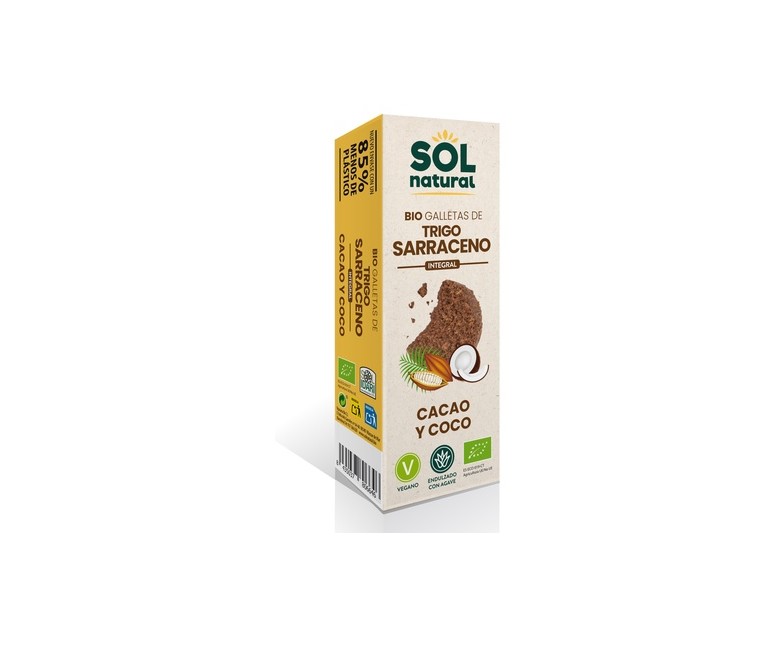 Galletas de trigo sarraceno con cacao y coco Bio 175 g Sol Natural