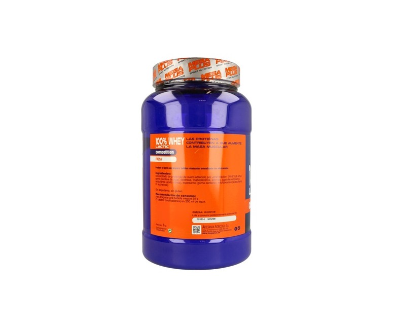 Whey 100% Láctic Compet (Sabor Fresa) 1 kg (Fresa) Mega plus