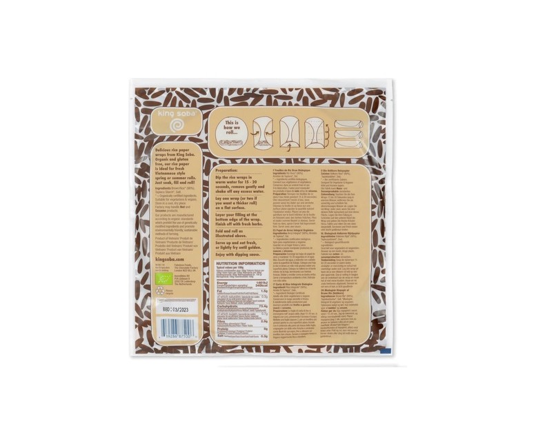 Papel de arroz integral bio 200 g King Soba