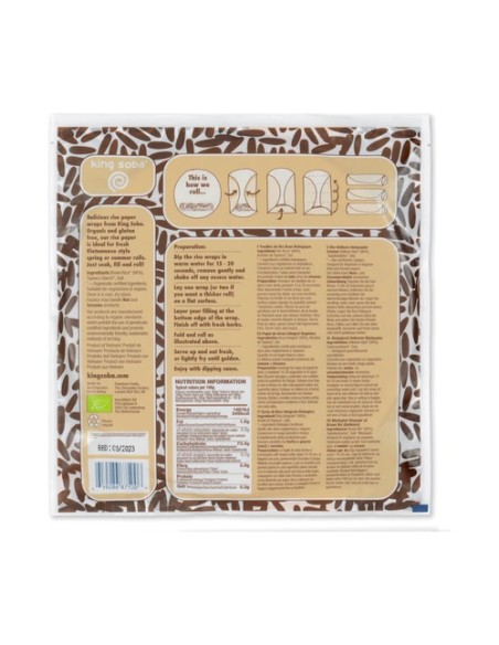 Papel de arroz integral bio 200 g King Soba