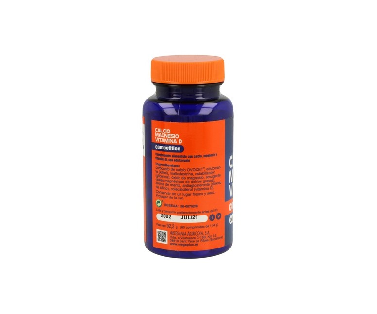 Calcio + Magnesio + Vit. D Competition (Sabor Menta) 60 comprimidos (Menta) Mega Plus