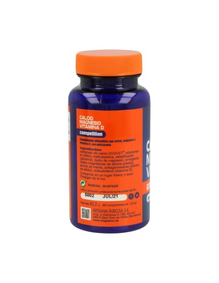 Calcio + Magnesio + Vit. D Competition (Sabor Menta) 60 comprimidos (Menta) Mega Plus