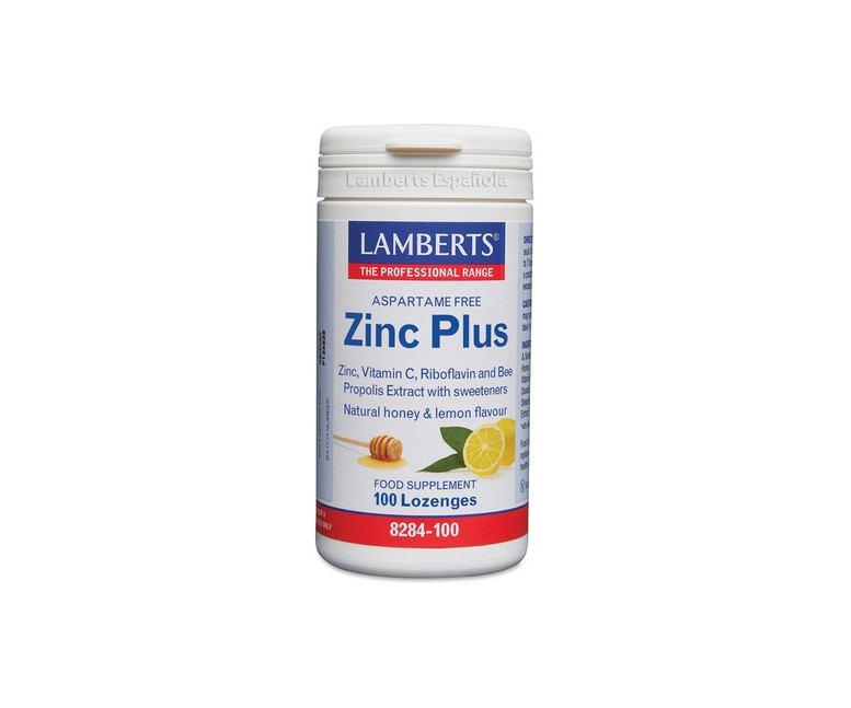Zinc Plus 100 pastillas (Limón - Miel) Lamberts