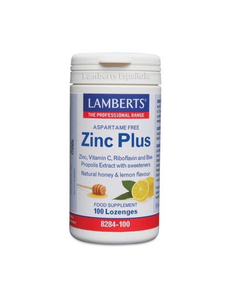 Zinc Plus 100 pastillas (Limón - Miel) Lamberts