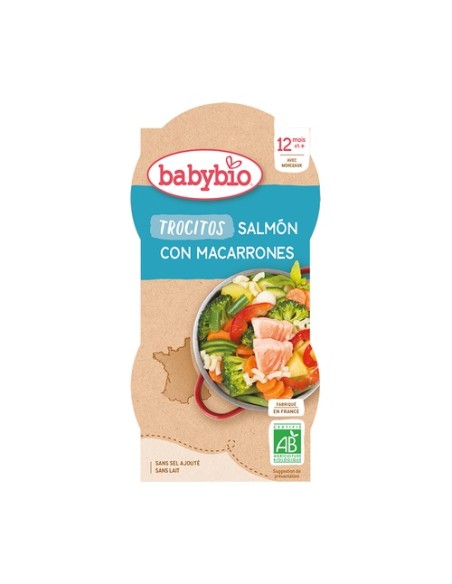 Tarrito de día trocitos salmón pasta 12m+ 2 unidades de 200 g Babybio