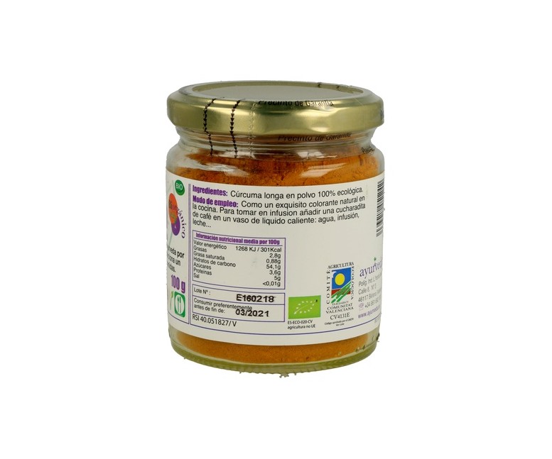 Cúrcuma ayurvédica 100 g de polvo Ayurveda