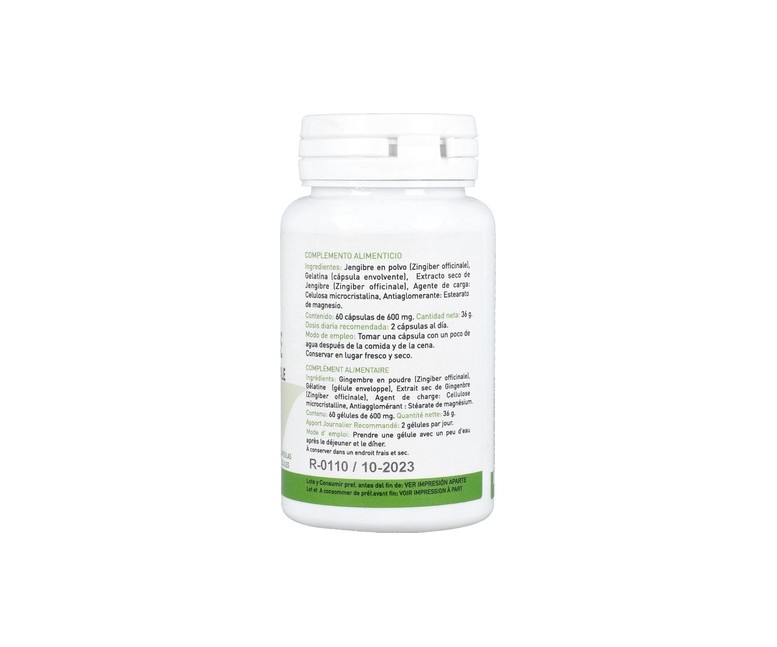 Jengibre 60 cápsulas de 600mg Plantapol