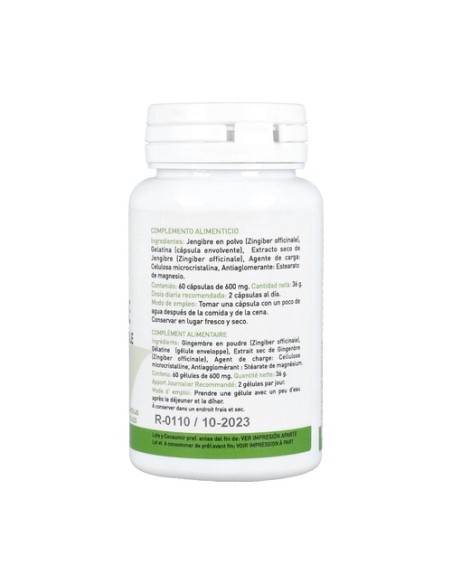 Jengibre 60 cápsulas de 600mg Plantapol