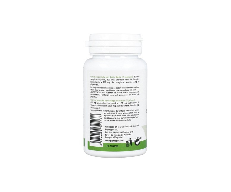 Jengibre 60 cápsulas de 600mg Plantapol