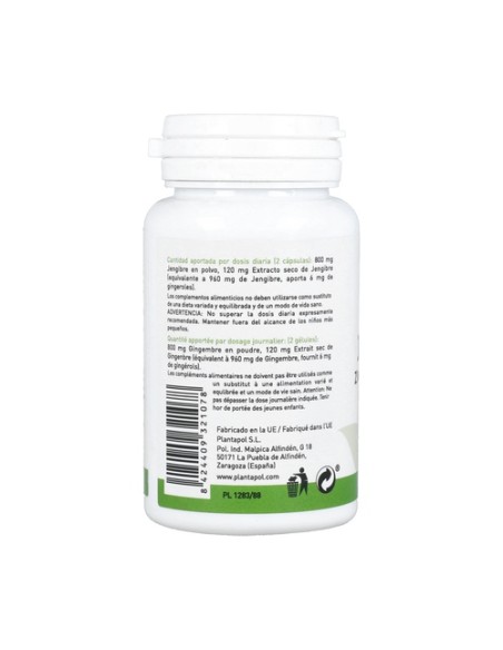 Jengibre 60 cápsulas de 600mg Plantapol