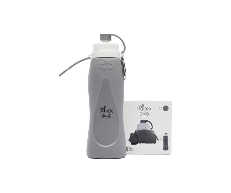 Botella plegable de silicona gris 500 ml 1 unidad (Gris) Irisana