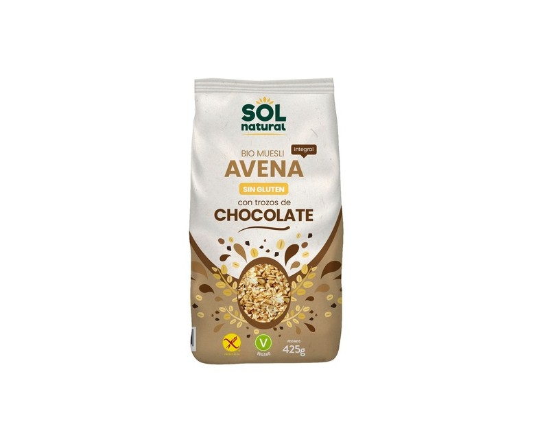 Muesli de avena sin gluten con chocolate Bio 425 g Sol Natural