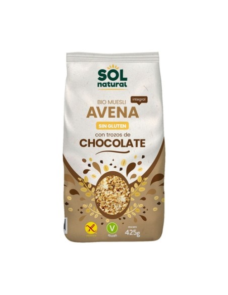 Muesli de avena sin gluten con chocolate Bio 425 g Sol Natural
