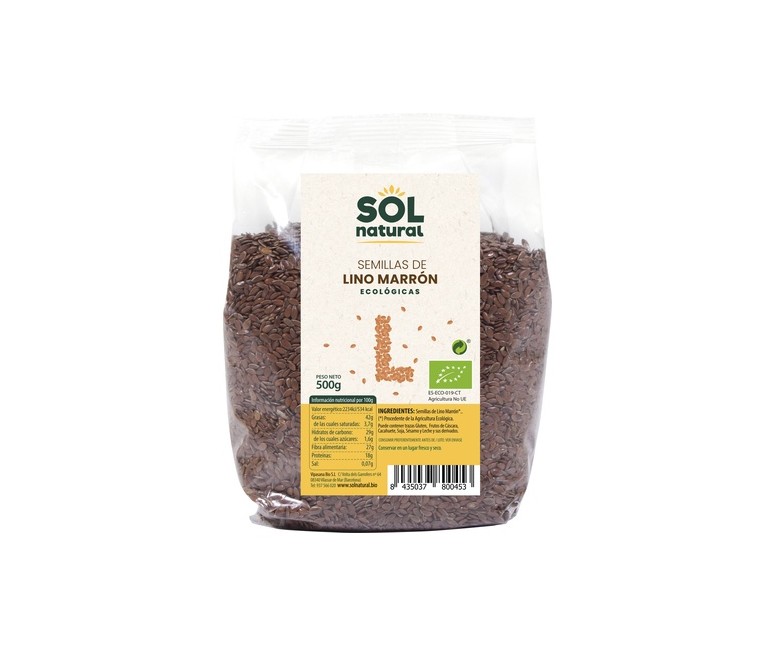 Semillas de lino marrón Bio 500 g Sol Natural