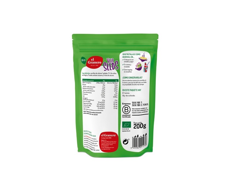 Vitaseeds semillas molidas de cáñamo peladas sin gluten Bio 200 g El Granero Integral