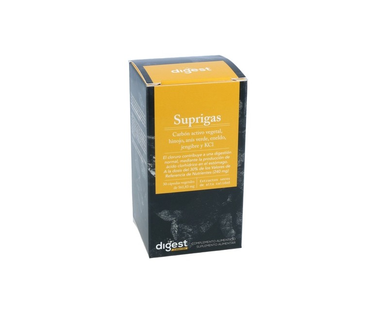 Suprigas (Carbón activo, hinojo, anís verde, eneldo, jengibre y KCI) 30 cápsulas vegetales Herbora