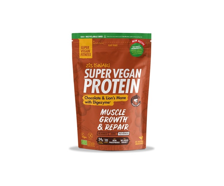 Super vegan protein choco & lion's mane 400 g de polvo (Chocolate) Iswari