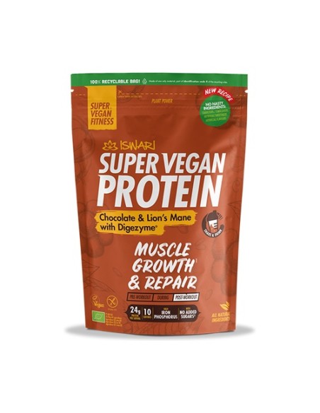 Super vegan protein choco & lion's mane 400 g de polvo (Chocolate) Iswari