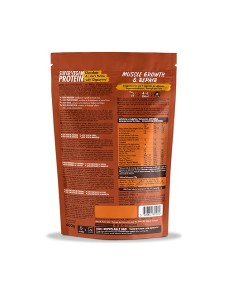 Super vegan protein choco & lion's mane 400 g de polvo (Chocolate) Iswari
