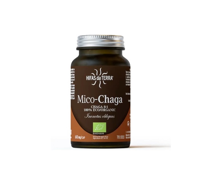 Mico-chaga extracto puro Eco de chaga 70 cápsulas de 610mg Hifas da Terra
