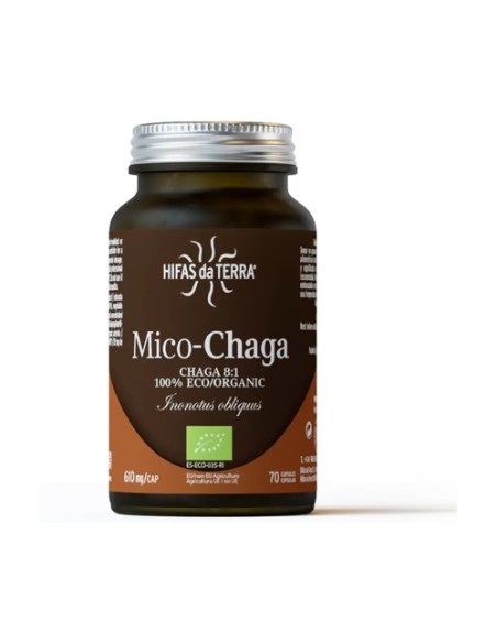 Mico-chaga extracto puro Eco de chaga 70 cápsulas de 610mg Hifas da Terra