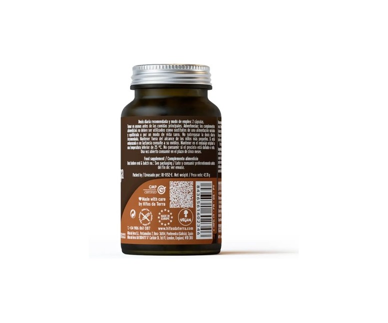 Mico-chaga extracto puro Eco de chaga 70 cápsulas de 610mg Hifas da Terra