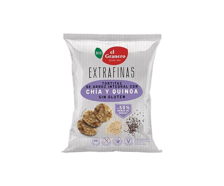 Extrafinas tortitas de arroz integral, chia y quinoa sin gluten Bio 60 g El Granero Integral