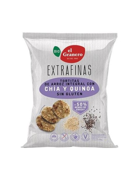 Extrafinas tortitas de arroz integral, chia y quinoa sin gluten Bio 60 g El Granero Integral
