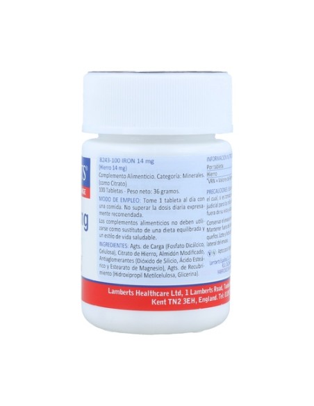 Hierro como citrato 100 tabletas de 14mg Lamberts