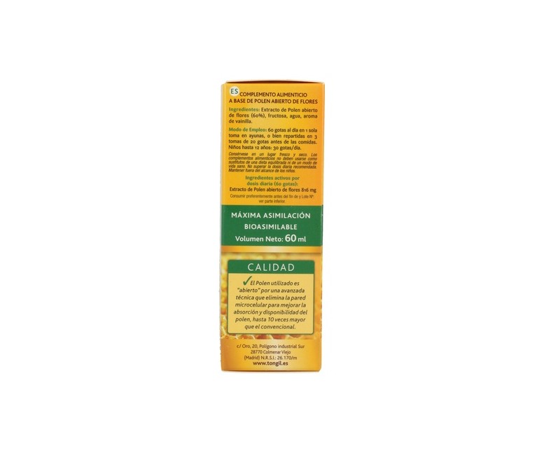 Apicol polen de flores 60 ml (Vainilla) Tongil