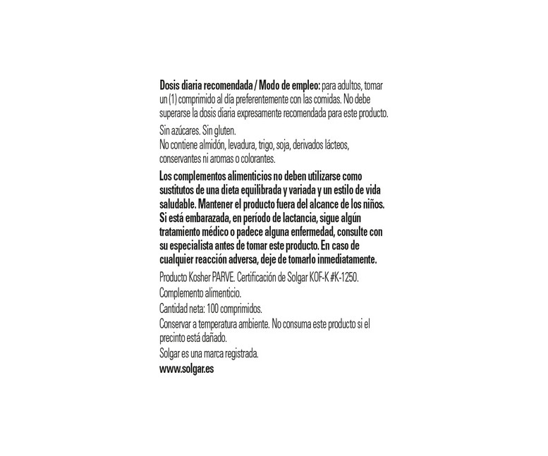 Vitamina B12 100 comprimidos de 100μg Solgar