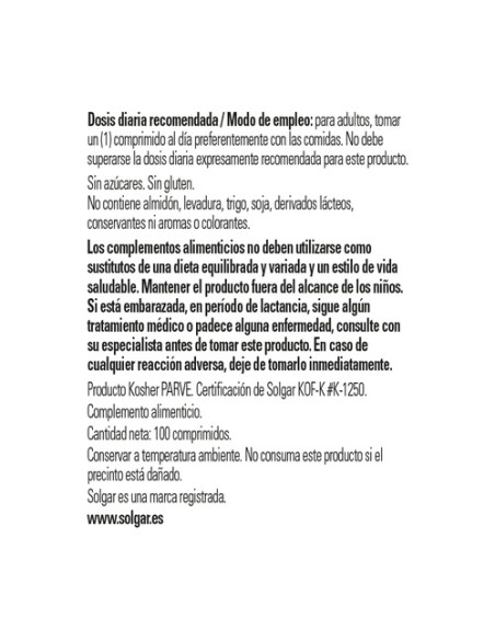 Vitamina B12 100 comprimidos de 100μg Solgar