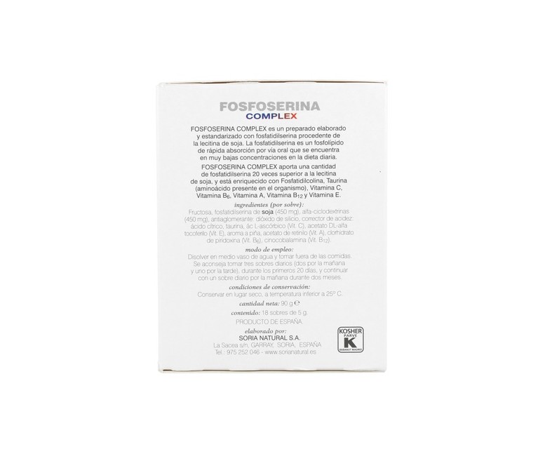 Fosfoserina complex plus 28 sobres de 5g Soria Natural