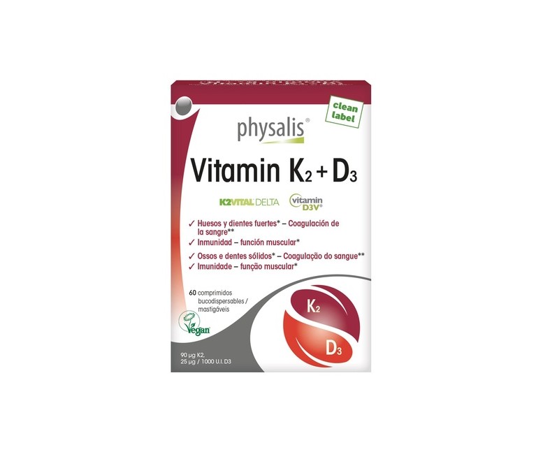 Vitamin K2 + D3 60 comprimidos masticables Physalis