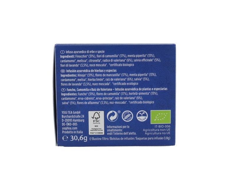 Infusión ayurvédica Buenos Sueños 17 bolsitas infusoras de 1.8g Yogi Tea