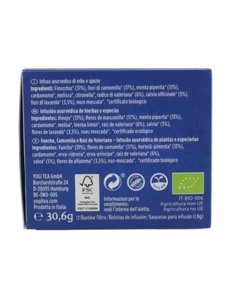 Infusión ayurvédica Buenos Sueños 17 bolsitas infusoras de 1.8g Yogi Tea