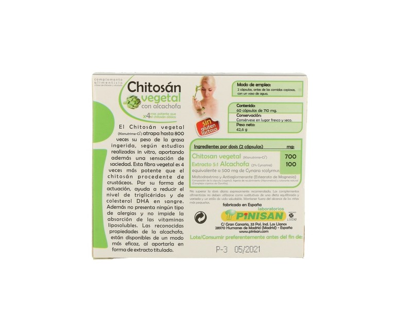 Siluplan Chitosan Vegetal 60 cápsulas Pinisan