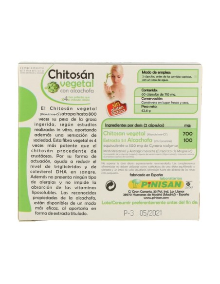 Siluplan Chitosan Vegetal 60 cápsulas Pinisan