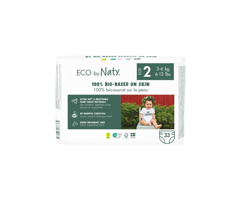 Pañales Eco 3-6kg talla 2 33 unidades Eco by Naty
