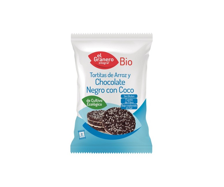 Pack Tortitas de arroz y chocolate negro con coco 12 unidades de 33 g El Granero Integral