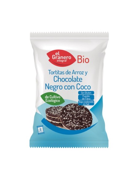 Pack Tortitas de arroz y chocolate negro con coco 12 unidades de 33 g El Granero Integral
