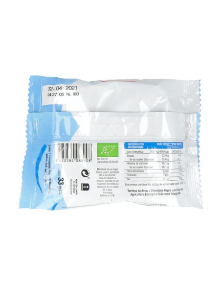 Pack Tortitas de arroz y chocolate negro con coco 12 unidades de 33 g El Granero Integral