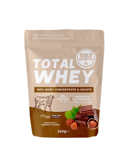 Total whey chocolate-avellana 260 g de polvo Gold Nutrition