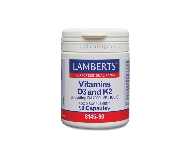 Vitaminas D3 2000 UI y K2 90 cápsulas de 90μg Lamberts