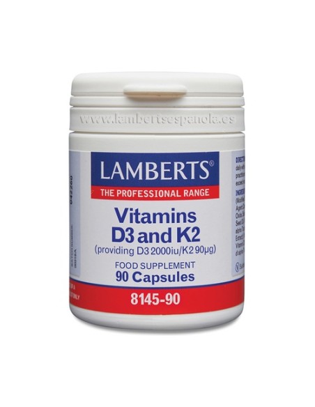 Vitaminas D3 2000 UI y K2 90 cápsulas de 90μg Lamberts