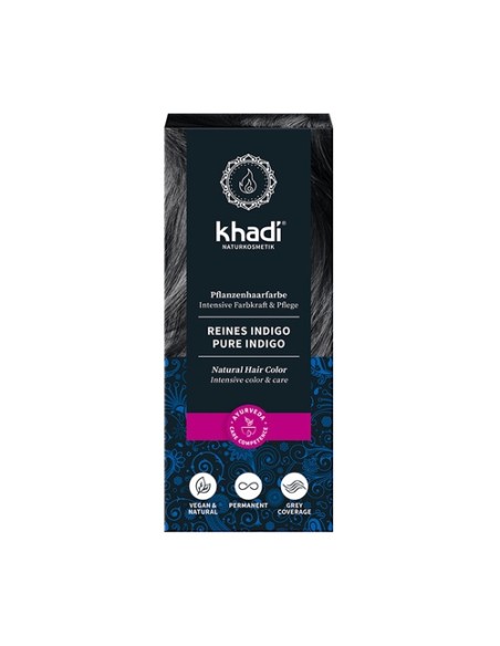 Tinte vegetal índigo 100% puro y natural 100 g (Negro azulado) Khadi