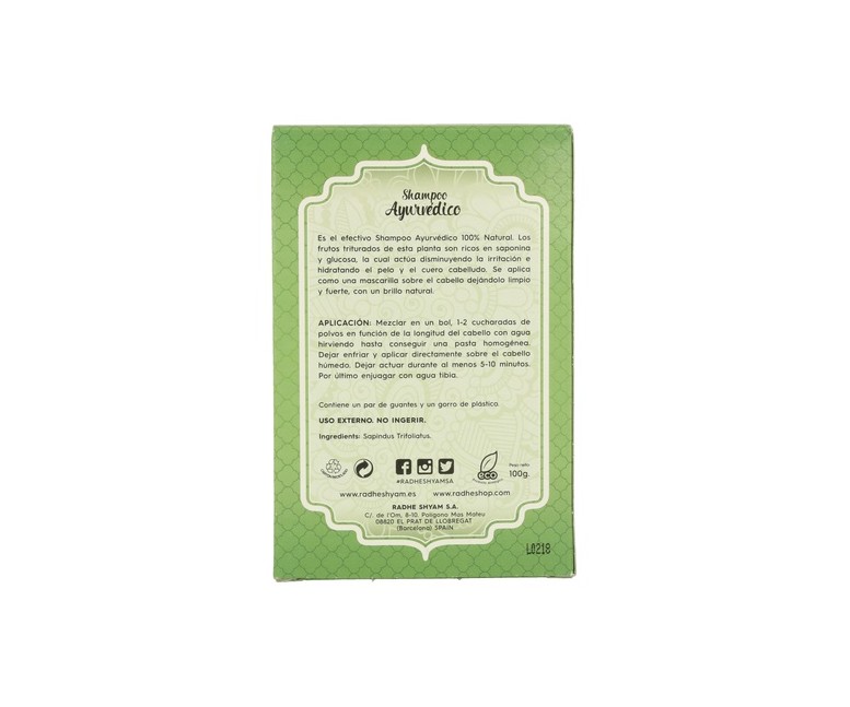 Champú Ayurvédico Polvo Aritha 100 g Radhe Shyam