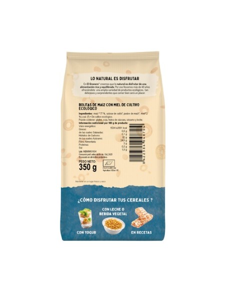 Bolitas de maíz con miel bio 350 g (Miel) El Granero Integral