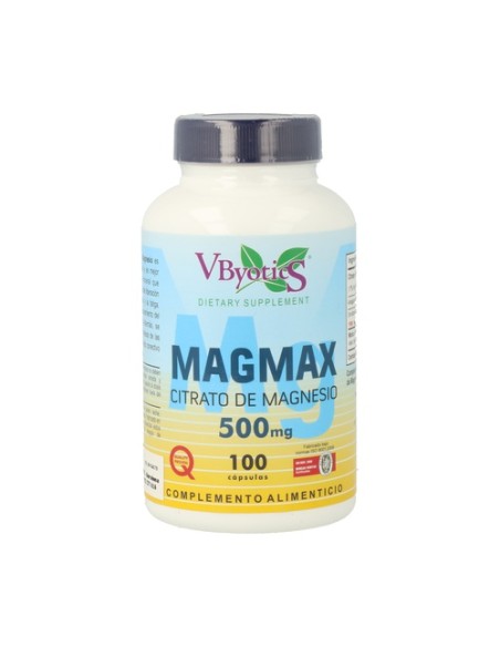 Magmax Citrato de Magnesio 100 cápsulas de 500mg Vbyotics