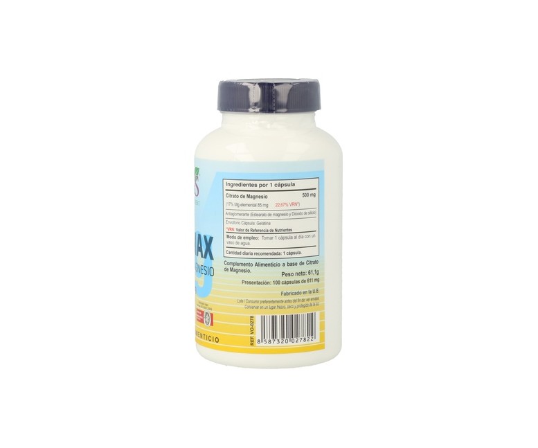 Magmax Citrato de Magnesio 100 cápsulas de 500mg Vbyotics